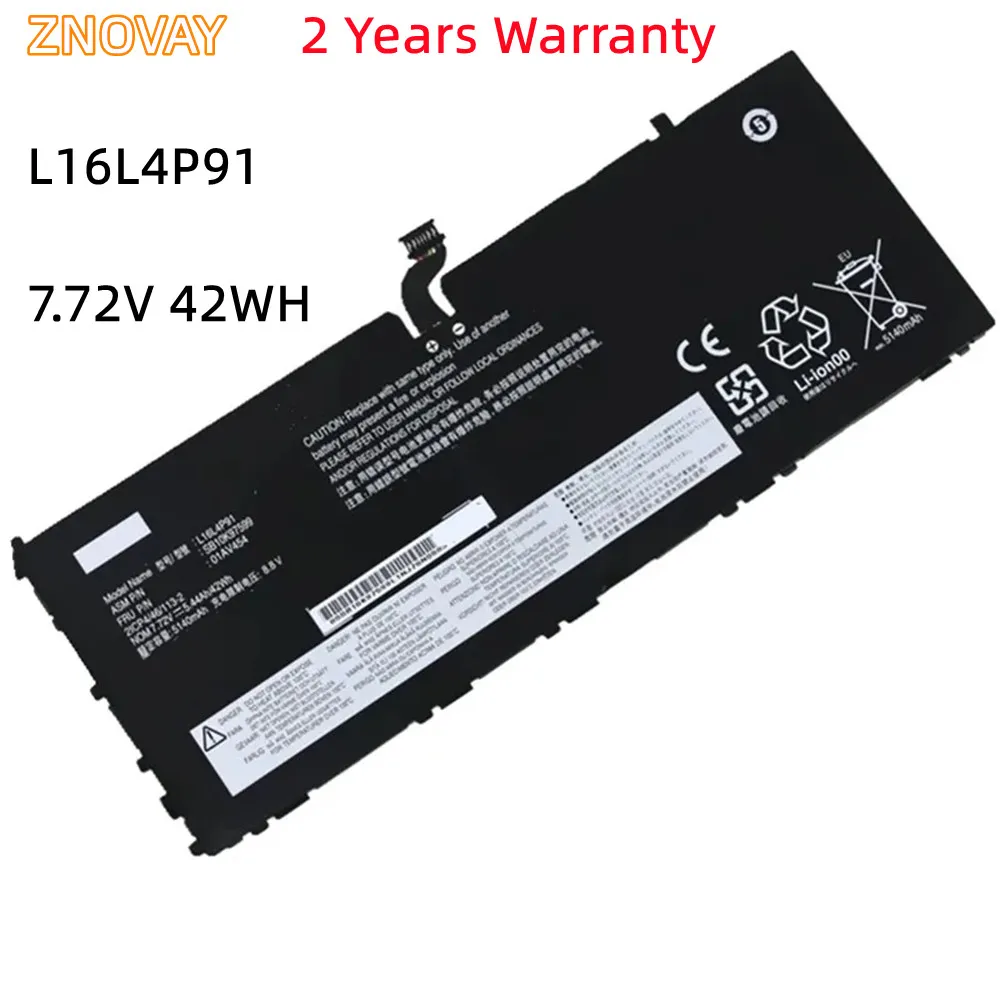 

ZNOVAY L16L4P91 7.72V 42WH Laptop Battery for Lenovo ThinkPad X1 Tablet 3rd 2018 Series L16M4P91 L16S4P91 TP00089A SB10T83162