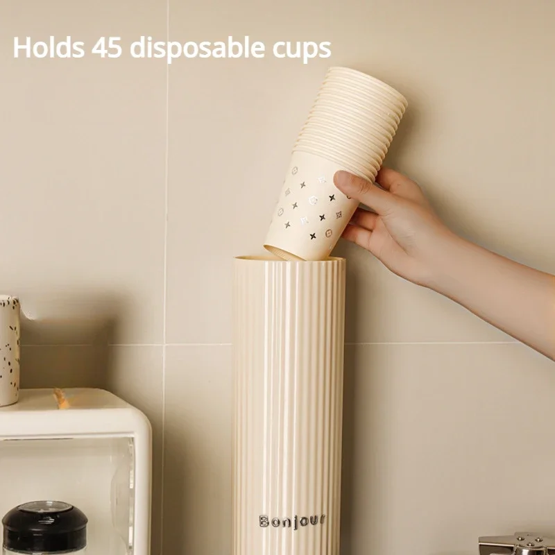 Disposable Paper Cups Plastic Cups Dustproof Storage Dispenser Shelves Cup Extractor Wall-mounted Automatic Drop Cups Wall Shelf