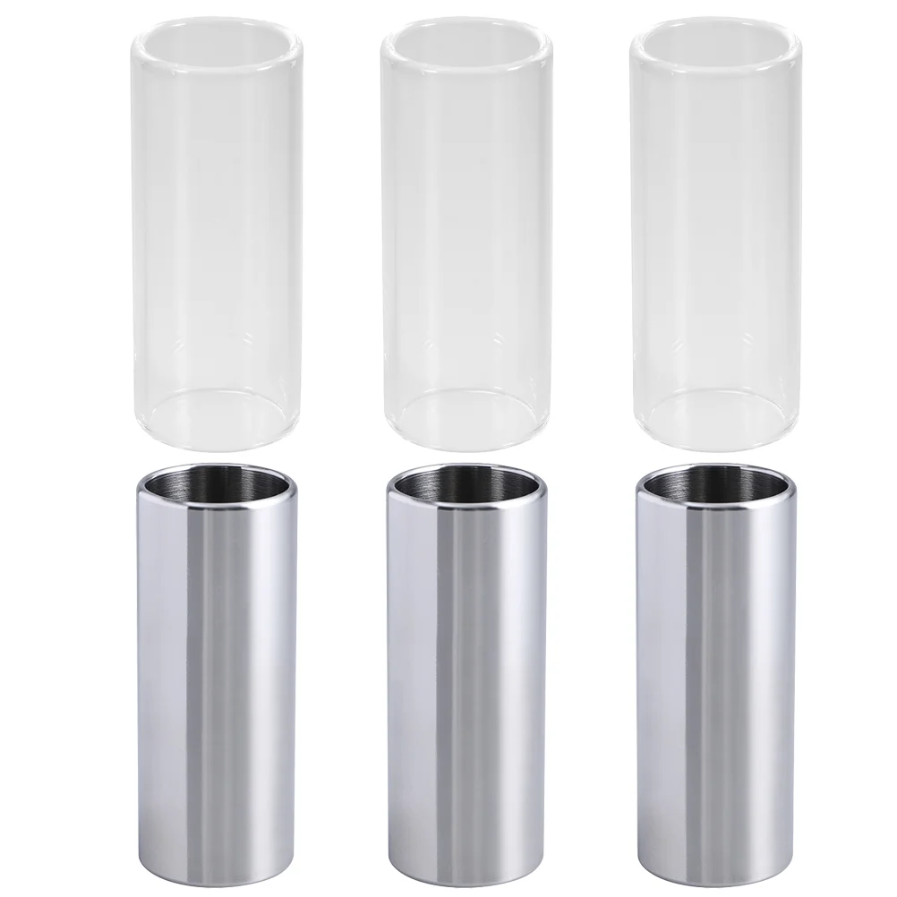 

6 Pcs Medium Bottleneck Glass Guitar Slide Stainless Steel Guitars Accessories Standard