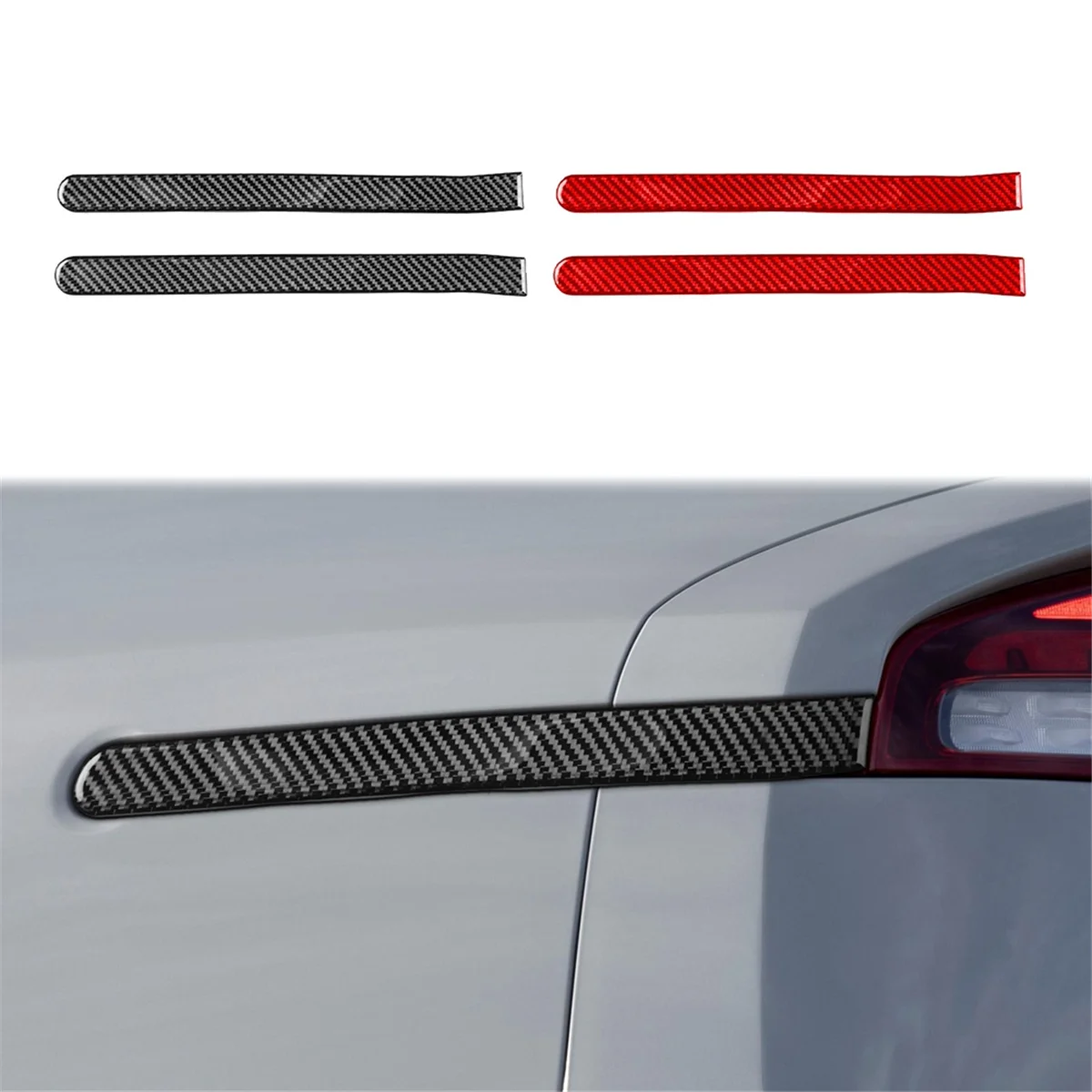 Carbon Fiber Rear Light Emblems Side Lamp Stripes Trim for Kia Stinger 2018-2023 Black