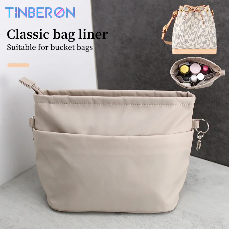 TINBERON Organizer For Bag Lining Nylon Bag Liner Handbag Organizer Makeup Cosmetic Bag Fits For Luxury Bag Insert Bag Organizer