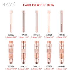 1.0/1.6/2.4/3.2/4.0mm TIG Collet Collet Body 10N22 10N23 10N24 10N25 54N20 10N30 10N31 10N32 10N28 406488 For WP17 18 26 Torch