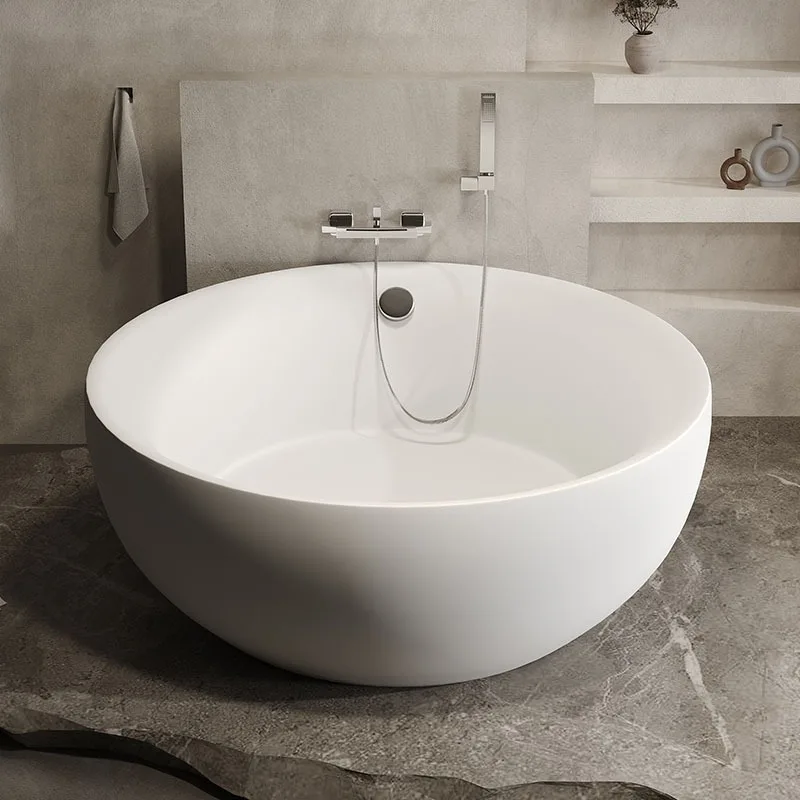 Round surfing massage bath tank, hardcover homestay color round constant temperature heating independent bathtub