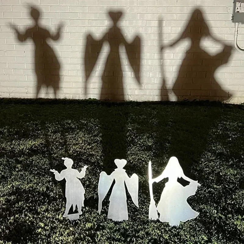 

Sisters Garden Stakes Paper-cut Silhouette Halloween Witch Outdoor Projection Frightening and Scary Fun Pieces