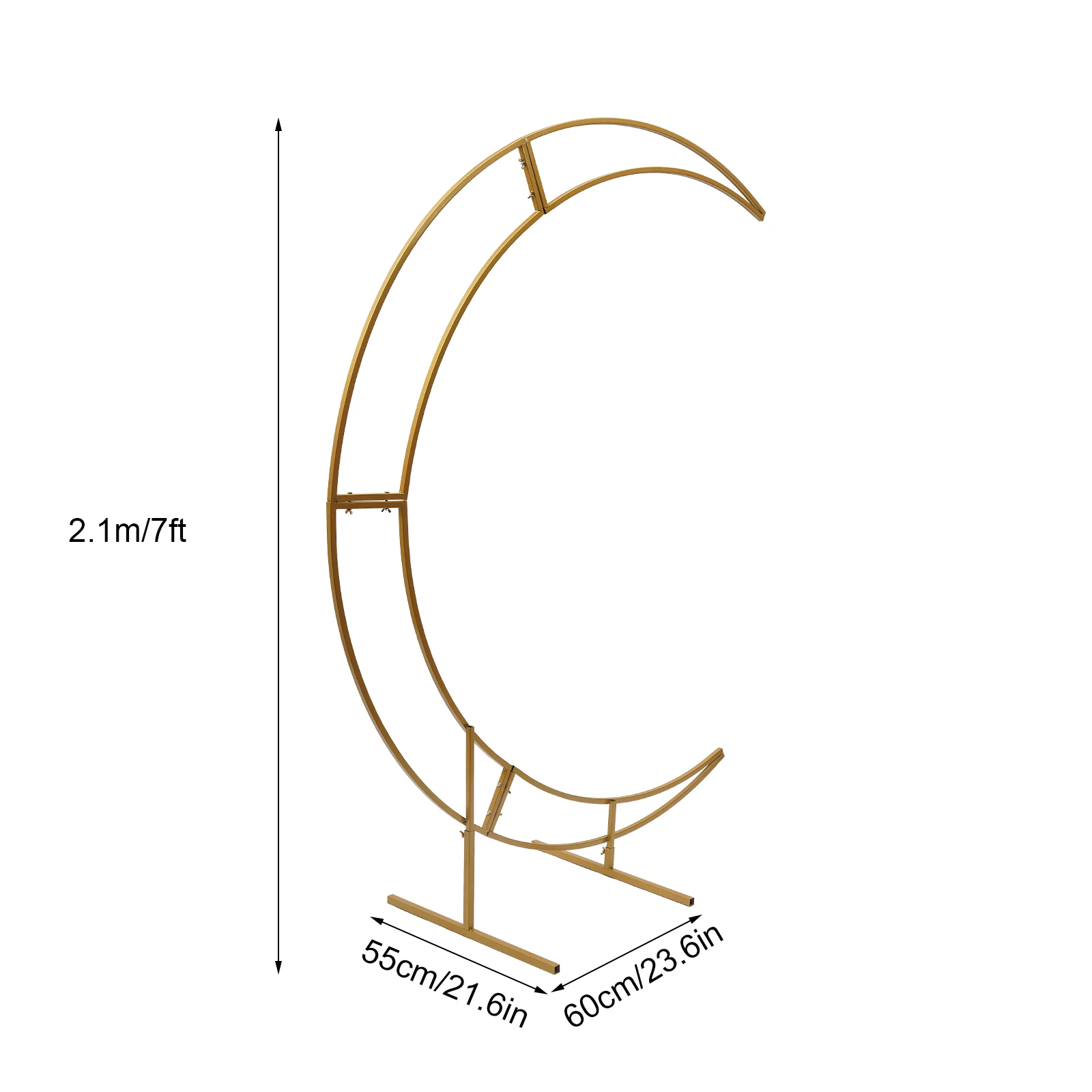 7ft Gold Metal Crescent Moon Wedding Arch Photography Backdrop Stand Curved Design Flower Balloon Frame Arbor Stand