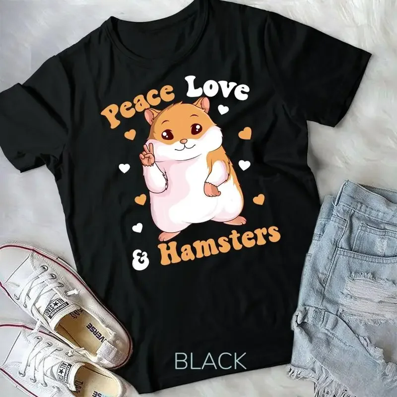Peace Love Hamsters Hammy Hamster Lover Girls Women Unisex T shirt