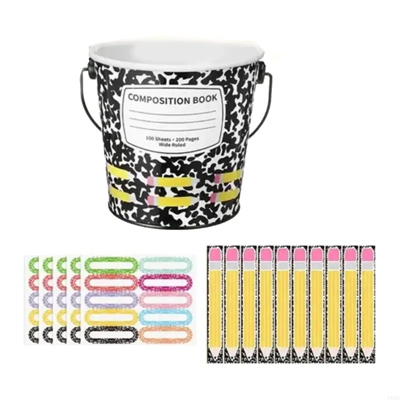 CORA Attendance Name Set with Wooden Name Pieces, Writable Labels and Metal Bucket for Teachers and Class Routines