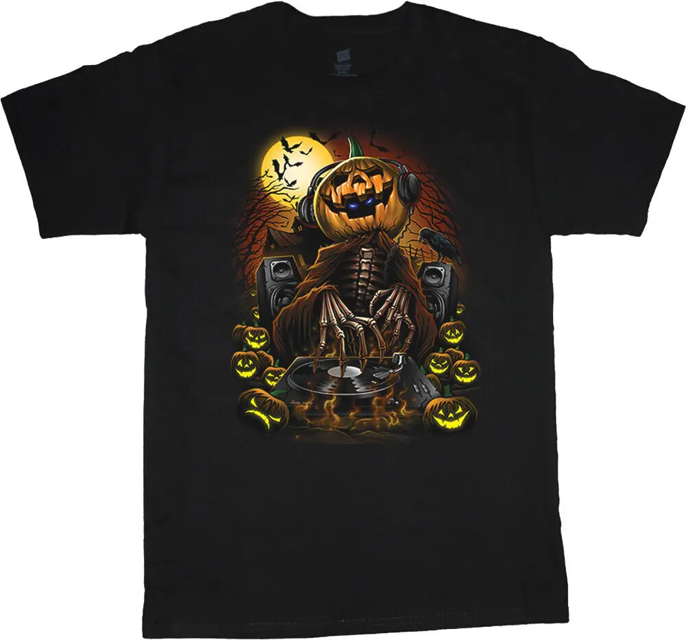 

Jack-o- Pumpkin Head DJ Halloween T-shirt Mens Clothing Apparel