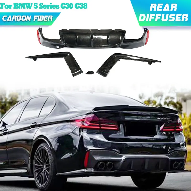 Carbon Fiber Car Rear Bumper Diffuser Lip Spoiler for BMW 5 Series G30 G38 M-Sport 2018-2022 Rear Diffuser Lip With Splitters