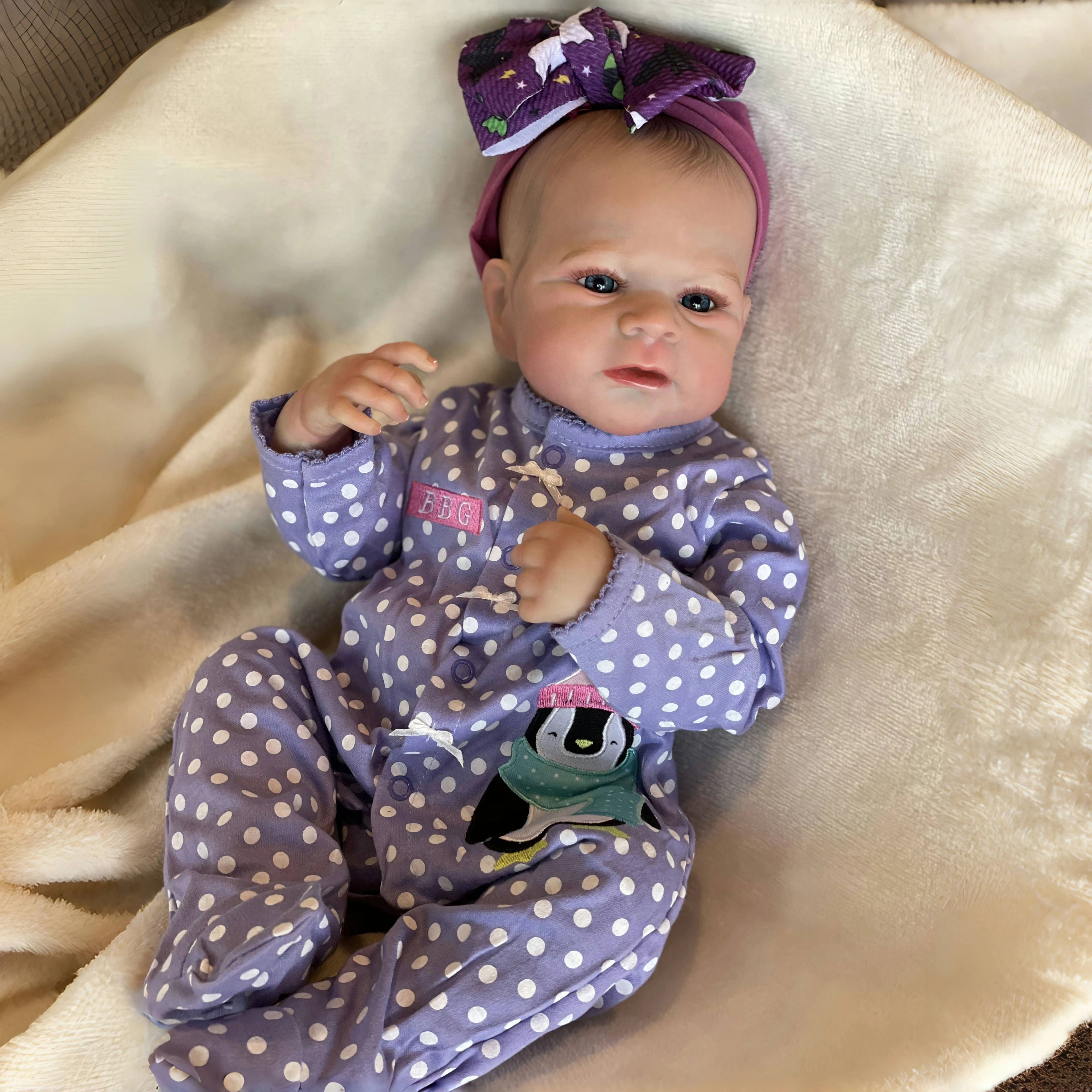 18 Inch Open Eyes Vinyl Reborn Collectible Doll Realistic Simulation Figure for Display Collection