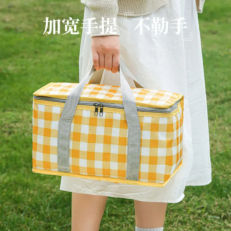 Large Capacity Portable Thermal Insulation Bag Picnic Basket Thickened Oxford Cloth Outdoor Hand Bags Travel Camping Equipment