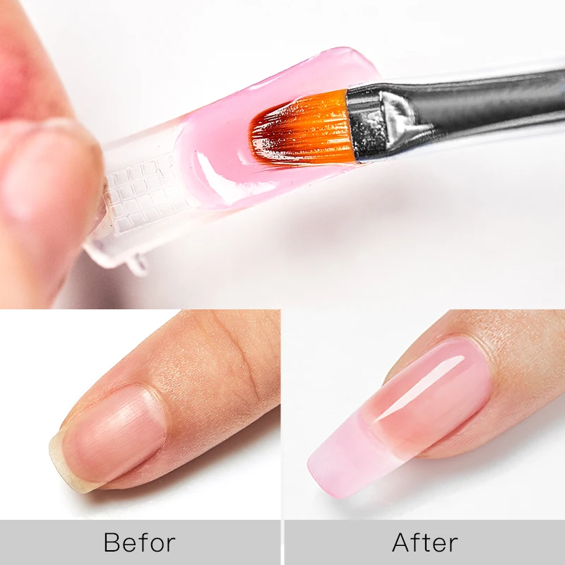 Kit de gel de extensão de unha 18 peças com gel de construtor, base e revestimento superior, solução deslizante, 9 cores rosa nude, lâmpada de unha e conjunto completo de ferramentas