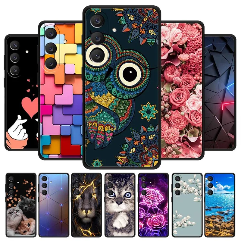 For Samsung Galaxy A18 4G Case Cute Cartoon Soft TPU Silicone Back Cover for SamsungA18 Phone Cases SM-A185M Funda Cats Flowers