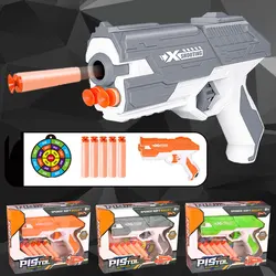 Soft Bullet Toy Gun Manual Gun Pistol Dart Blaster Colorful Plastic Shooting Model Launcher with Box Boys Birthday Gift