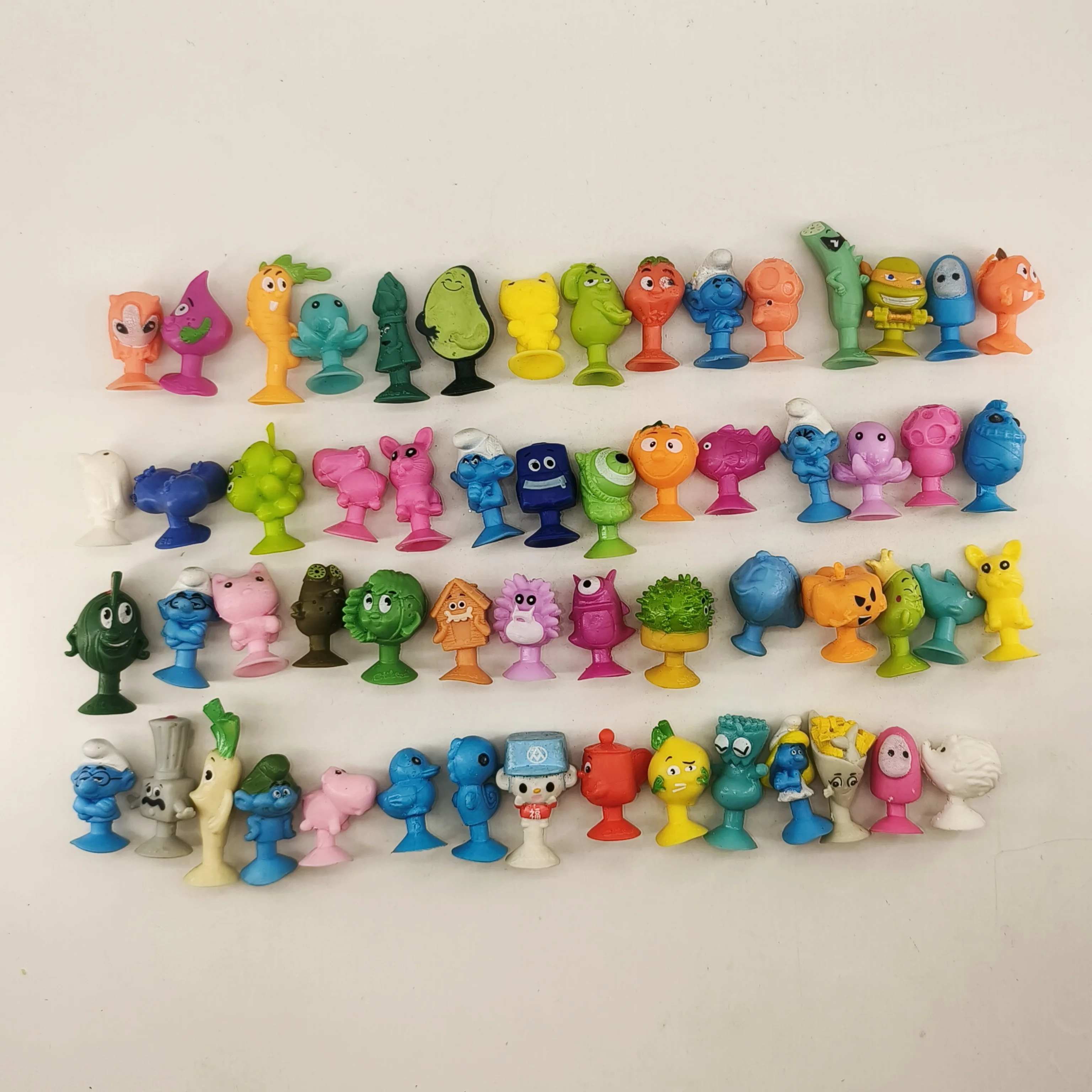 20-60 Uds. Suave 2,5 cm Stikeez Mini frutas y verduras animales pan figuras de acción modelos lindos muñecos de dibujos animados juguetes para niños regalo