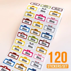 Etiqueta adhesiva transparente impermeable para niños, calcomanías personalizadas con nombre, papelería escolar, 200 piezas
