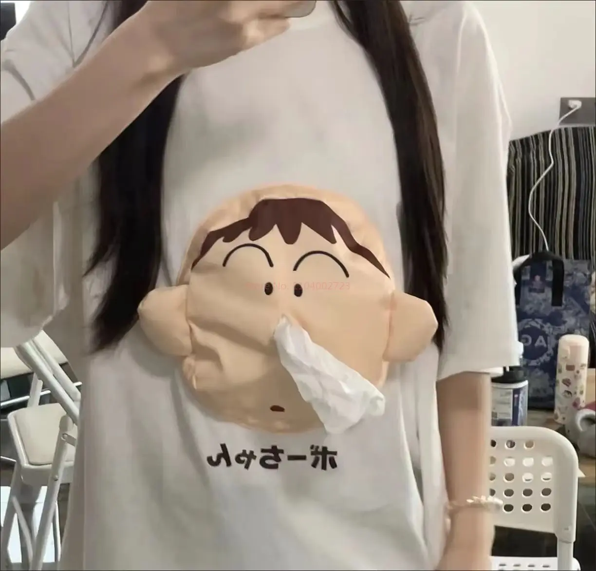 Lustiges Crayon Shin Chan Boochan T-Shirt Carry Paper With You Kreatives neues Spielzeug Niedliches Cartoon 3D Fun Dumb Paper Kurzarm-Geschenke