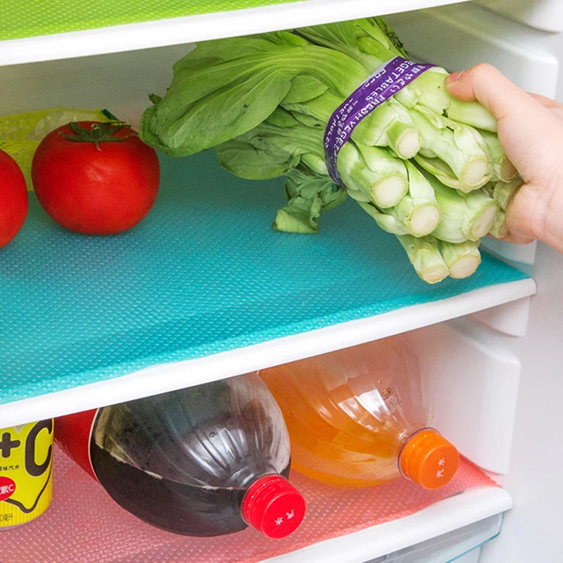 

4PCS EVA Waterproof Refrigerator Liner Mat Washable Mildew Kitchen Pad Anti-oil Cabinet Drawer Placemat Heat-insulat Fridge Mat