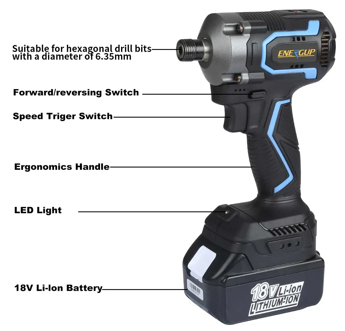 1/4 Inch 220N.m Brushless Motor Li-ion 18V 21V Battery 400W Cordless Impact Wrench For Impact