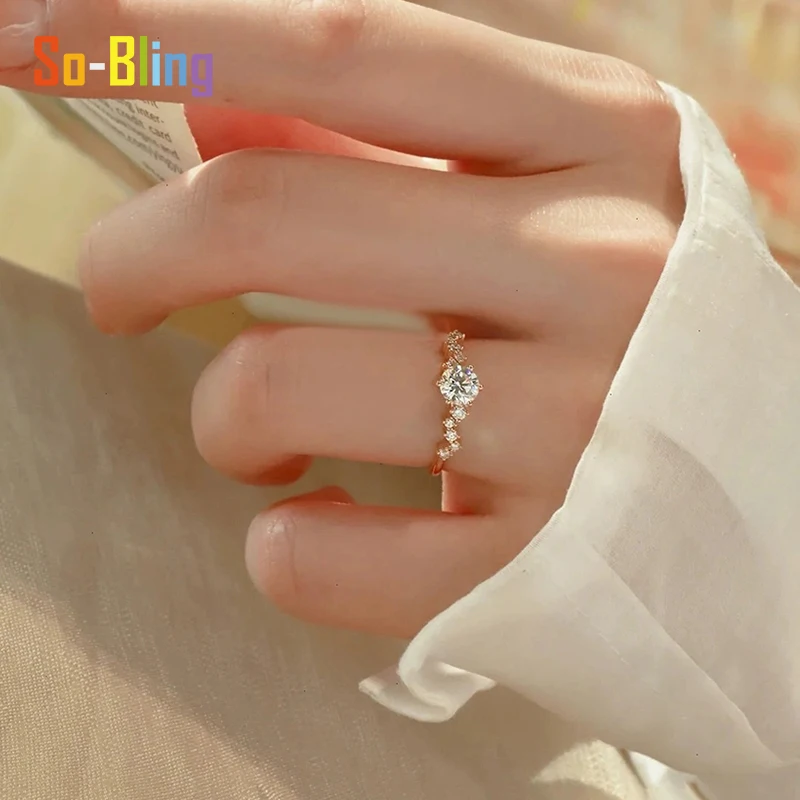 So-Bling 1 قيراط مويسانيتي خاتم 925 فضة هندسية النجوم خواتم للنساء مجوهرات الزفاف هدية للذكرى السنوية #4