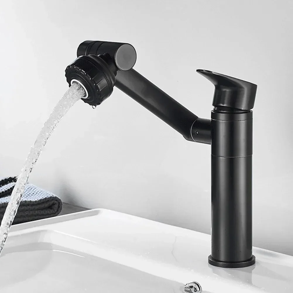 Triple 360 Degree Bathroom Faucet Deck Mounted Hot and Cold Water Mixer Aerator Black/Grey/Chrome/Gold/White Tap Tapware