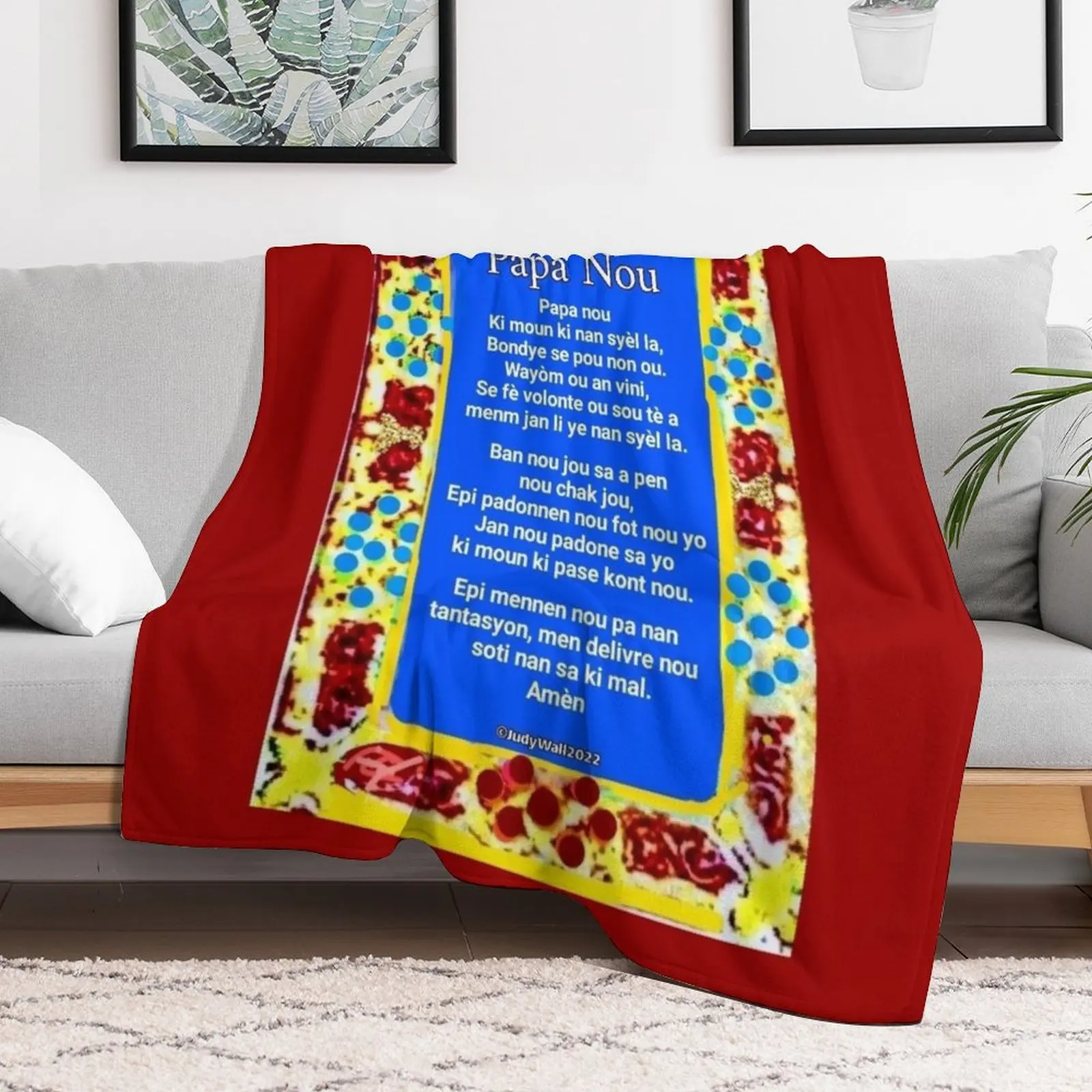 Haitian Creole, Lord's Prayer, Our Father, Papa Nou Throw Blanket Heavy Beautifuls Plaid Blankets