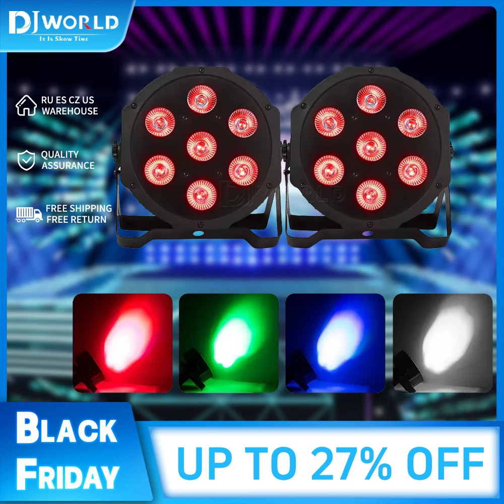 2PC/Set RGBW 4IN1 LED Par 7X12W Professional Stage Lighting Color Mixing DMX Controller Disco DJ Party Dance Floor Club Wash Par