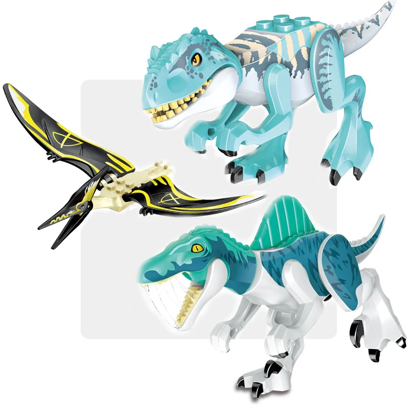 Jurassic World Bright Dinosaurs Velociraptor Triceratops Rex Pterosaur Model Assemble Building Blocks Toys For Children Boy Gift view 3
