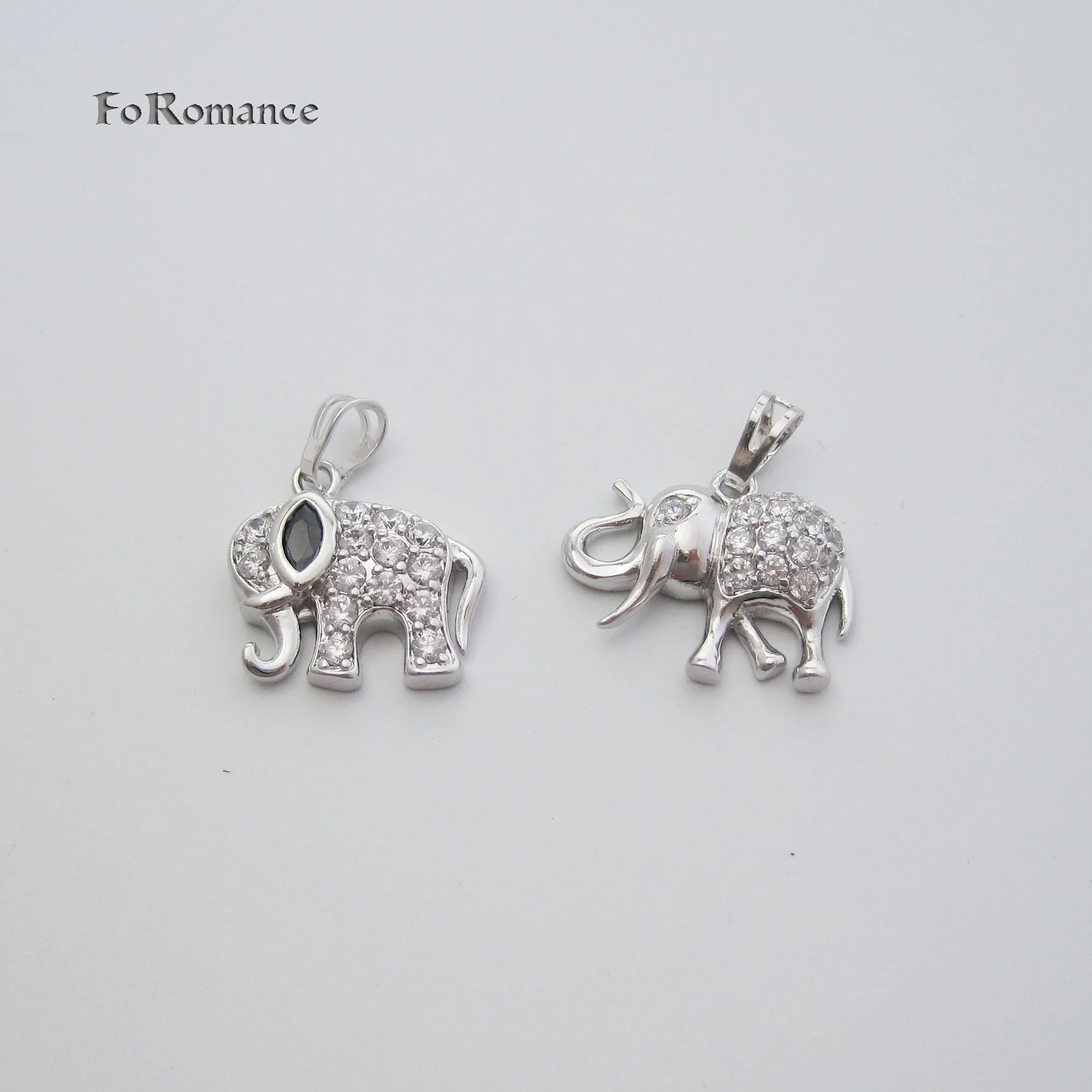 WHITE GOLD PLATED 18INCH WATER WAVE CHAIN SHINING CZ STONES ELEPHANT SHAPED PENDANT 2 DESIGNS NECKLACE GREAT GIFT