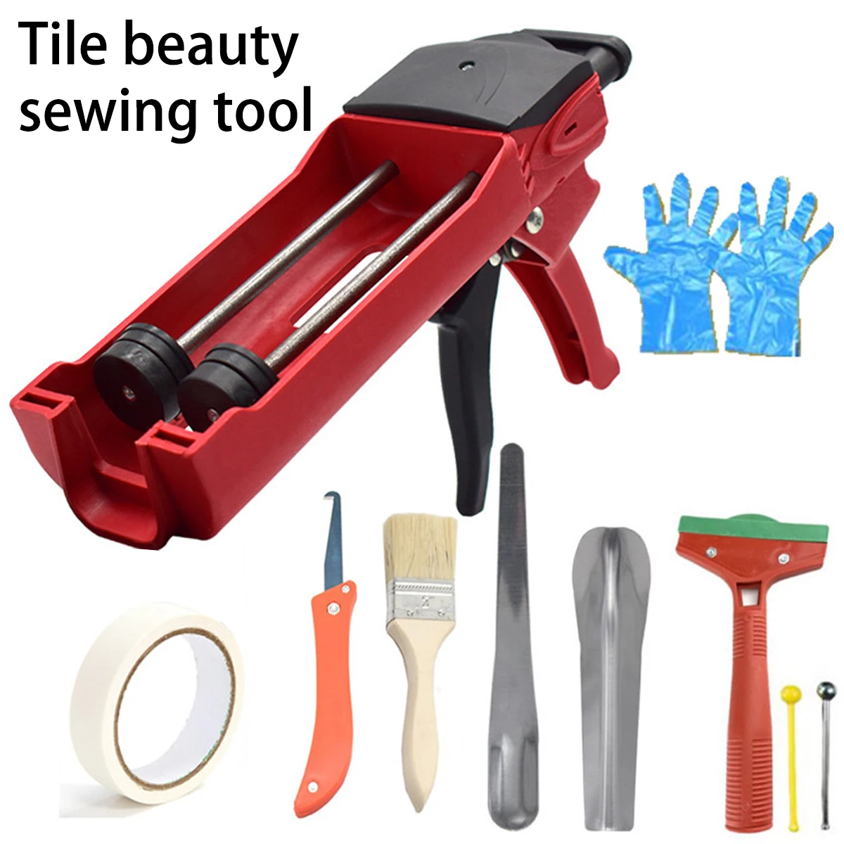 400ml Manual Caulking Tool Dual Component Cartridge Gun Applicator Hydraulic Manual Glue Tool for Ceramic Tile Seam Home Repair