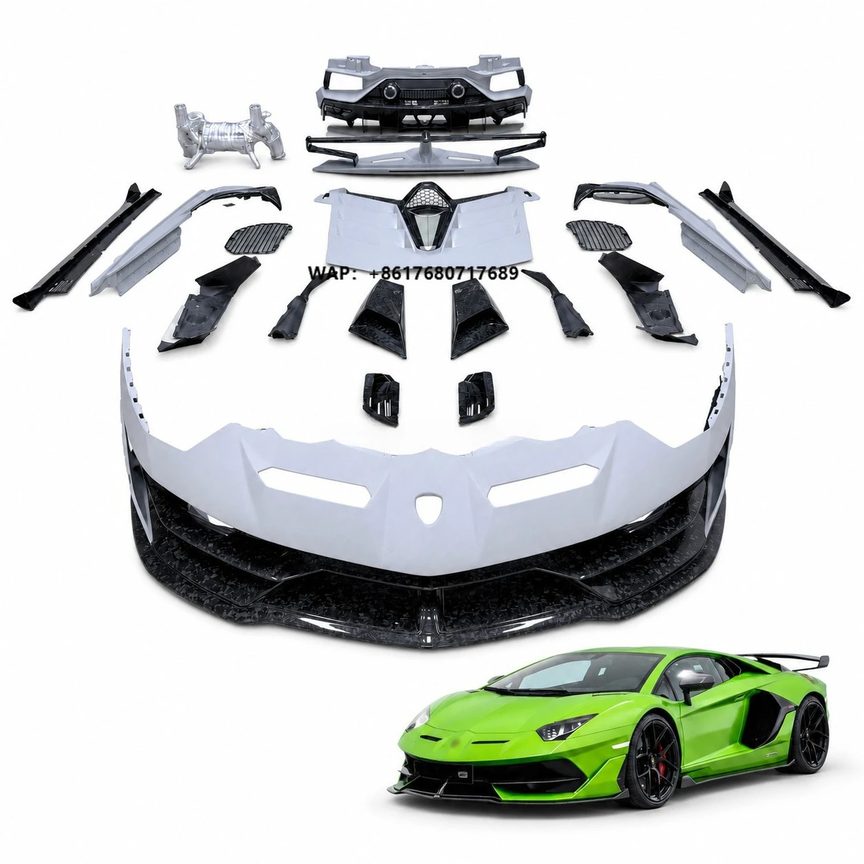 For  Aventador LP700 LP720 LP740 LP750 SVJ Style Dry Carbon Fiber Body Kit Front Bumper Engine Hood Rear Spoiler