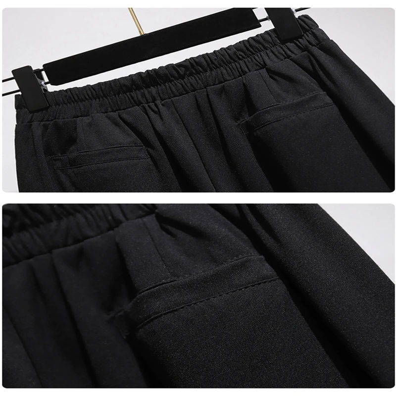 Pantalones de mujer de alta elasticidad, talla grande, verano casual, sueltos, color sólido, fondo, liso 6XL 7XL 8XL nuevo.