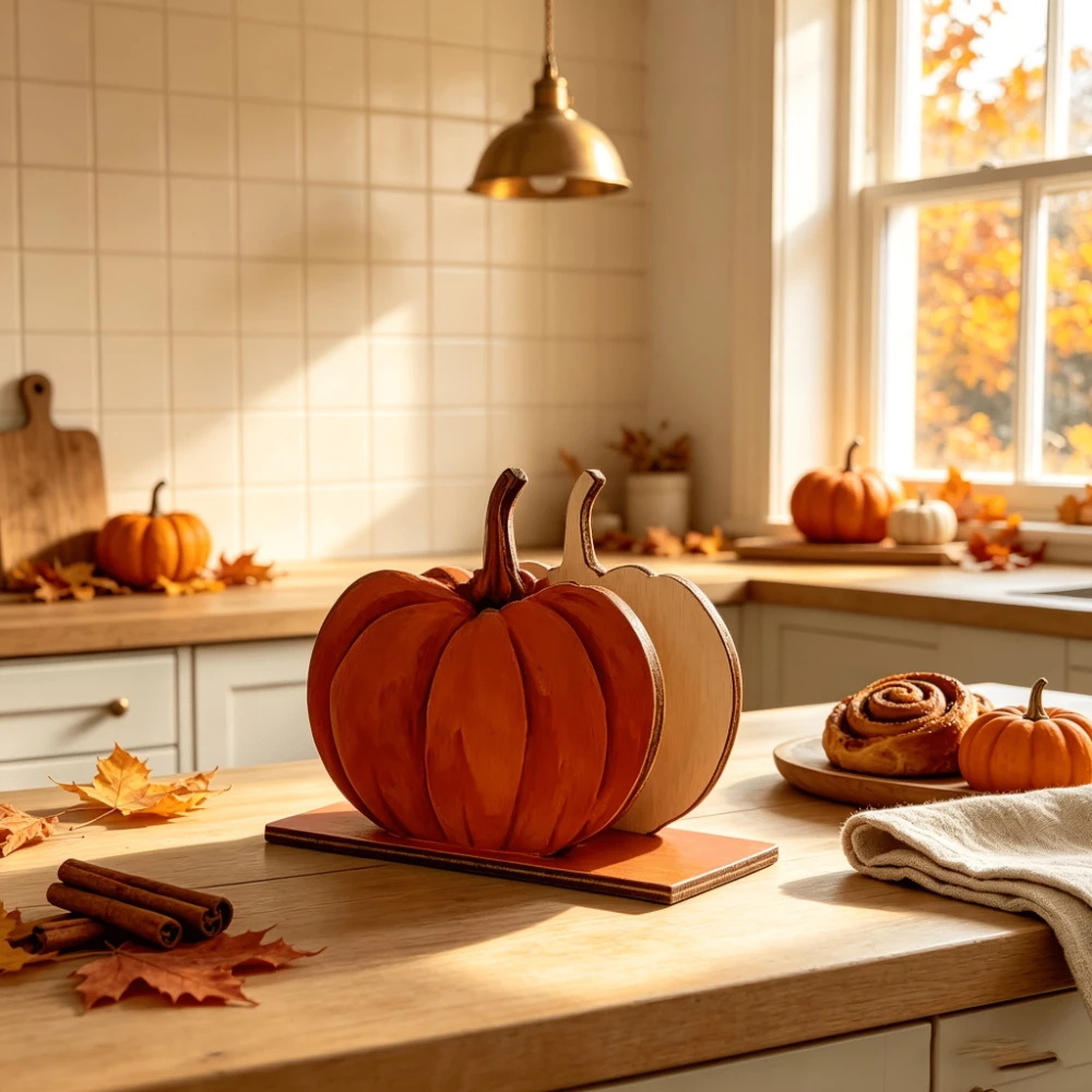 2/1 Piece Thickened Autumn Pumpkin Wooden Napkin Holder Halloween Table Decorations Autumn Harvest Kitchen Countertop Napkin Organizer Thanksgiving Table Centerpiece Farmhouse Autumn Home Table Decoration Halloween Party Table Decoration