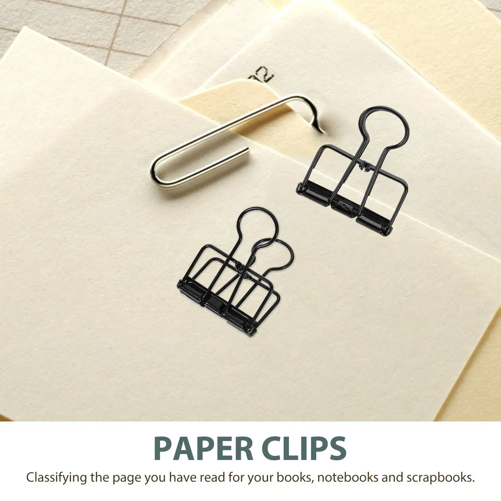 10pcs Bright Metal Binder Clips Office Supplies Document Paper Files ganizer Tone Medium Size