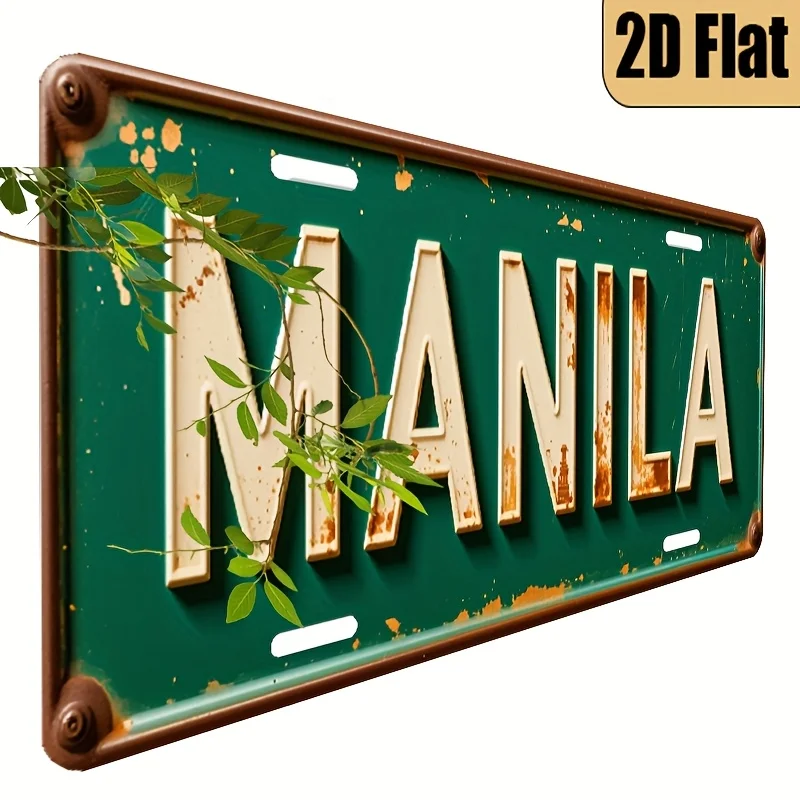 1pc Vintage Philippines License Plate - Philippine-Themed Car Replica with Manila Text & Numbered 30 ( Fit) - 15.24x30.48 cm Alu