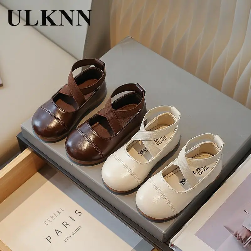 

Туфли на плоской подошве для девочек, модные эластичные балетки, обувь для девочек, бежевые