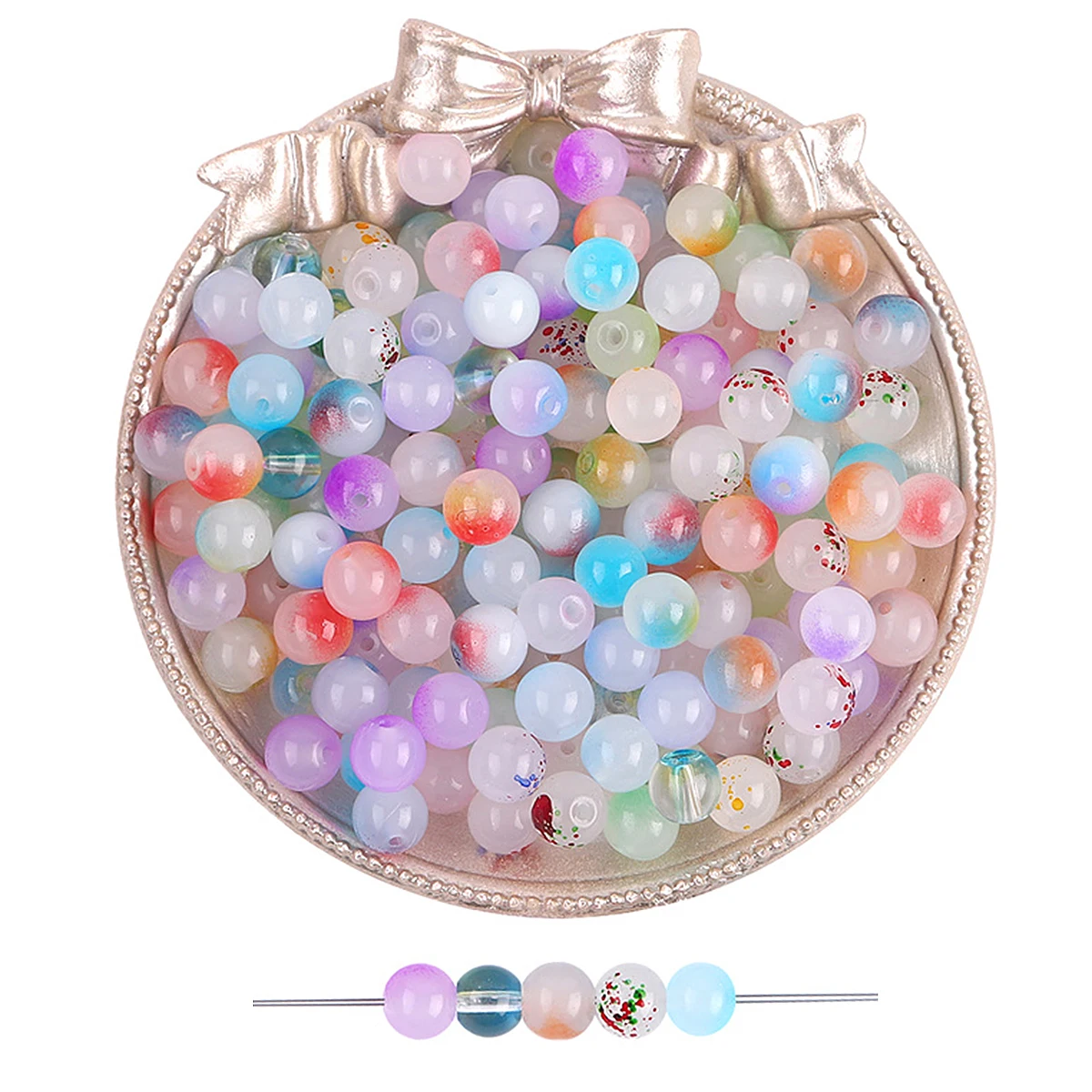 

8mm Glass Jelly Beads (Double Color Design) | DIY Jewelry Supplies for Necklace Bracelet (50pcs)