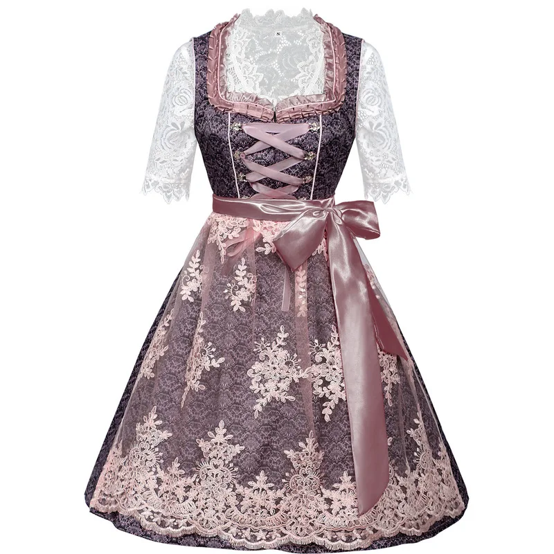 2025Foreign Trade German Munich Oktoberfest Costume Bavarian Printed Strap Dress Maid Outfit