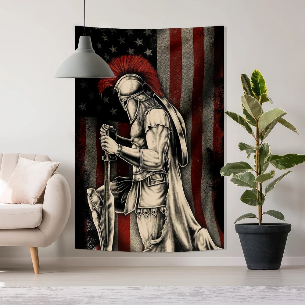 Spain Knights Templar Tapestry Poster Wall Art Deco Vintage Logo Polyester Material Home Bedroom