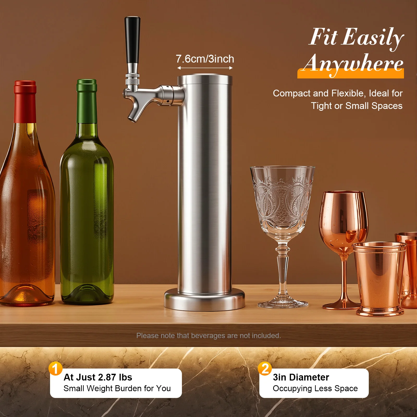 Stainless Steel Draft Beer Tower Set Single Tap Faucet Wine Single Head Beer Tower Beer Tower For Home Brew Bar