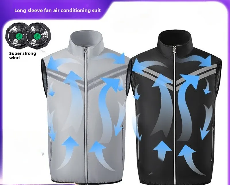 Outdoor Sun‑Proof Air‑Conditioning Vest Smart Cooling Clothes Built‑in Fan & Reflective Strip for Gardening Work