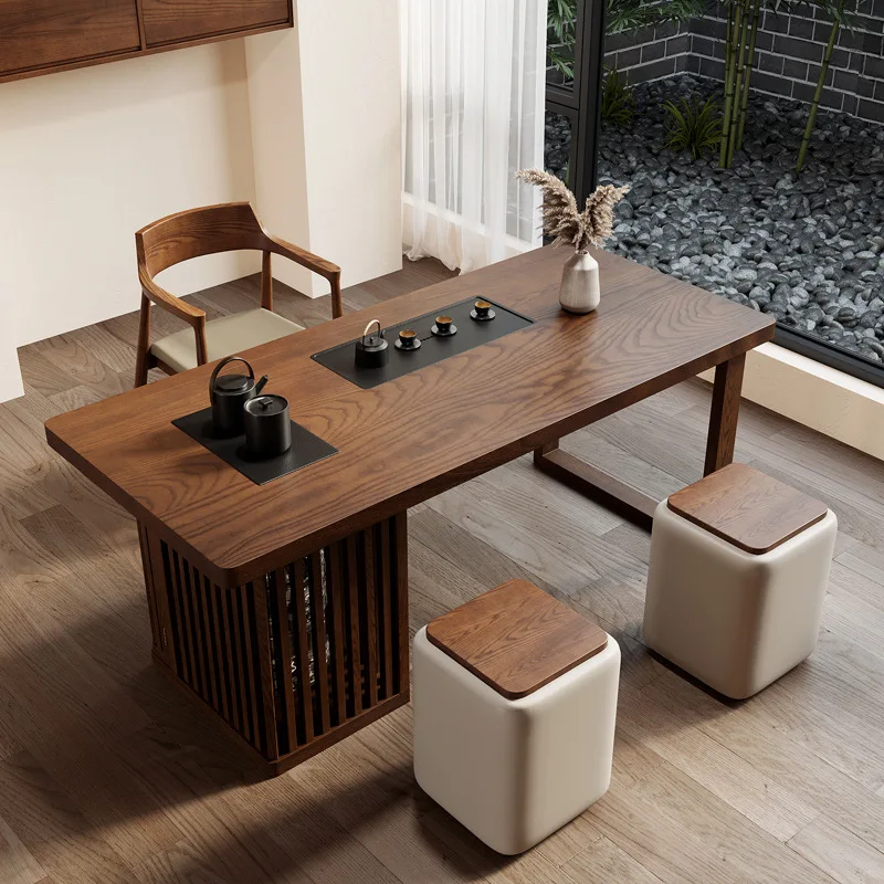 

Balcony solid wood tea table simple modern home living room office small North American ash wood tray