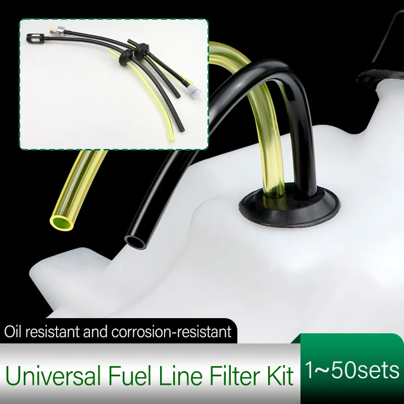 Fuel Pipe Filter set For Chainsaw Lawn Mower Grass Trimmer Universal Fuel Tank Filter Oil Pipe Fuel hose Garden Tools 1~50Sets