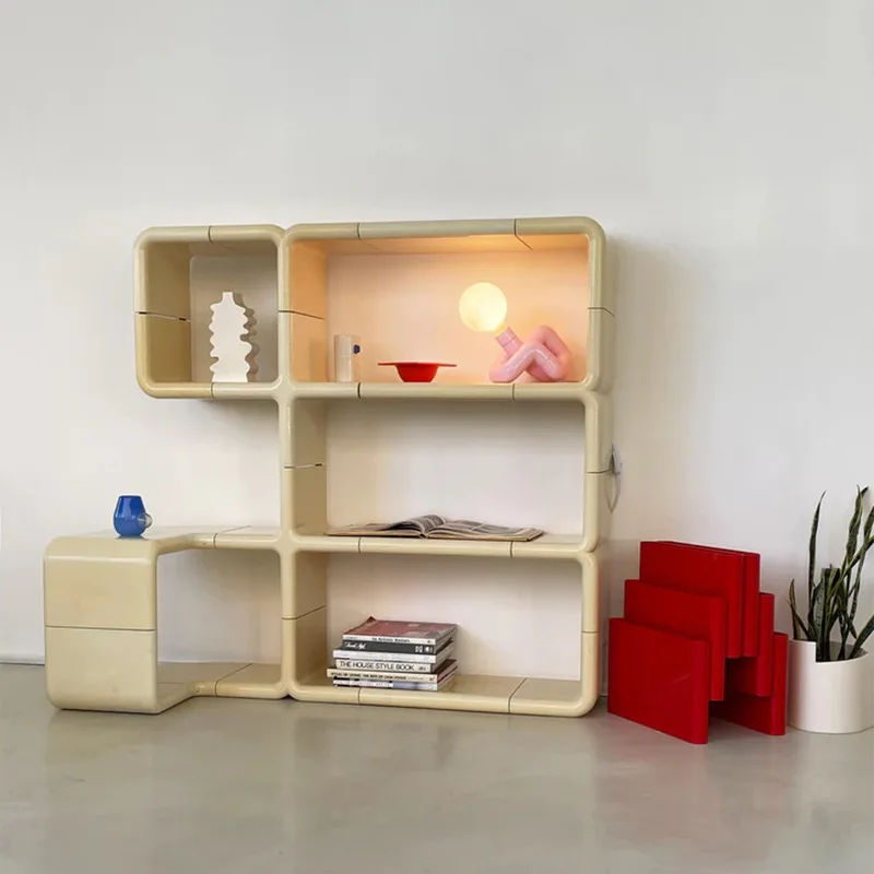 Modern simple assembly storage and finishing rack, household splicing display rack, cream wind storage plastic rack