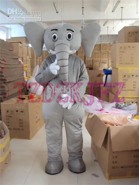 Cute Cartoon Elephant Mascot Traje para adultos, espuma, cinza, luxuoso, Natal, vestido extravagante, Dia das Bruxas, venda quente, novo