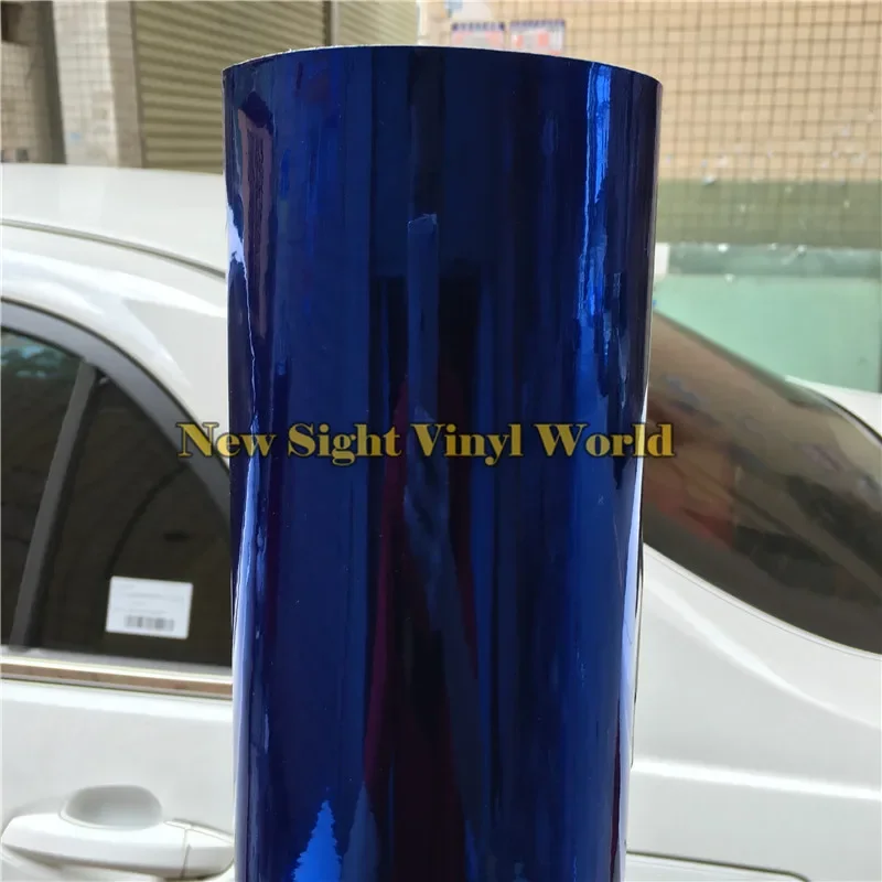 Best Quality Flexible Chrome Blue Vinyl Film Foil Chrome Blue Car Wrap For Vehicle Wrapping Film Bubble Free