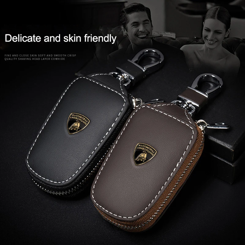 Funda Protectora para Llaves de Coche con Logotipo Metálico de Cuero PU, Llavero para Lamborghini LP570 LP610 Urus LP700 LP770 Gallardo Aventador