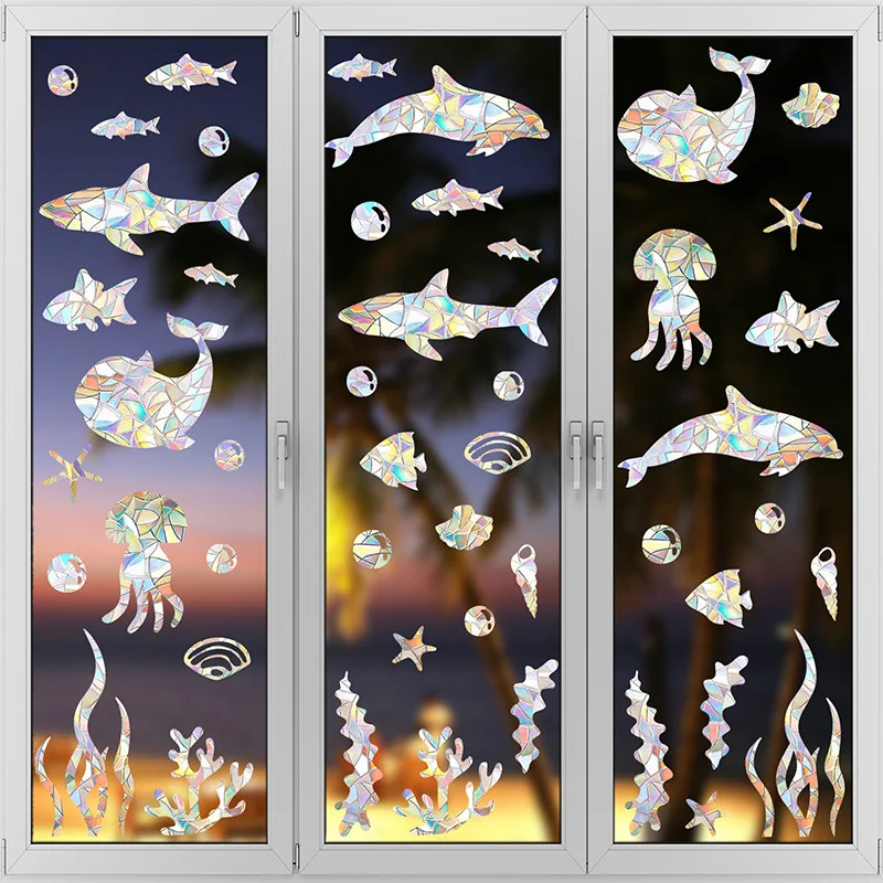 3d colorful underwater world stikcer for window decoration baby kids room decorative art decal