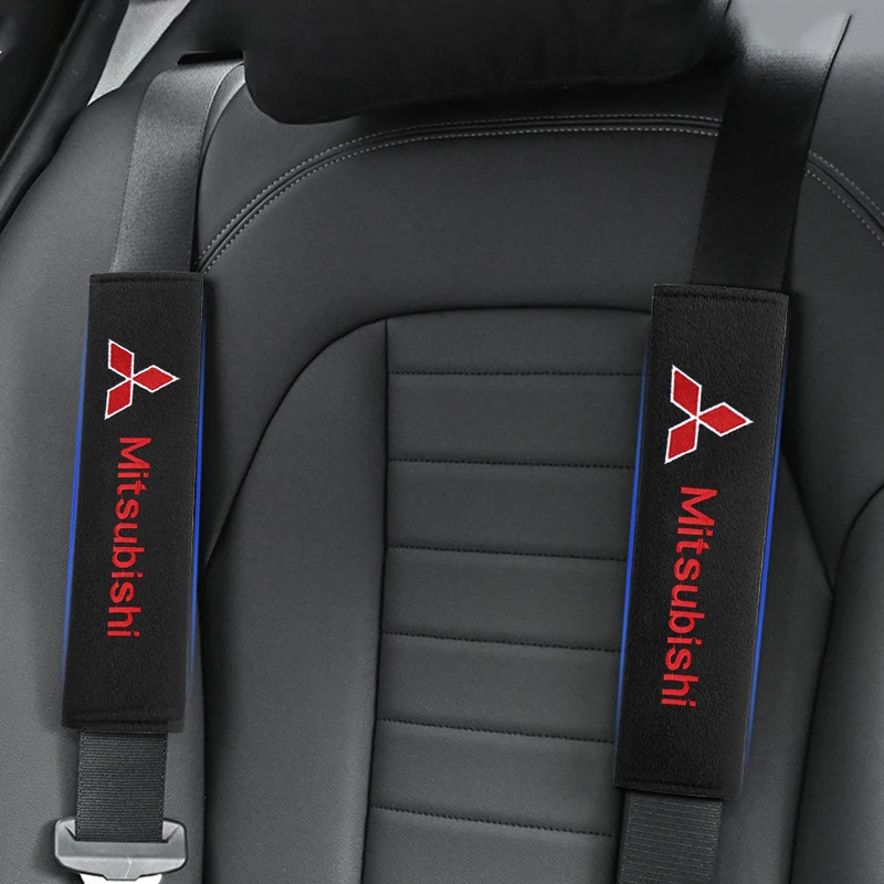 

2PCS Car Interior Accessories Auto Seat Belt Cover Shoulder Pads Fit For Mitsubishi Outlander Xpander ASX Delica Lancer RALLIART