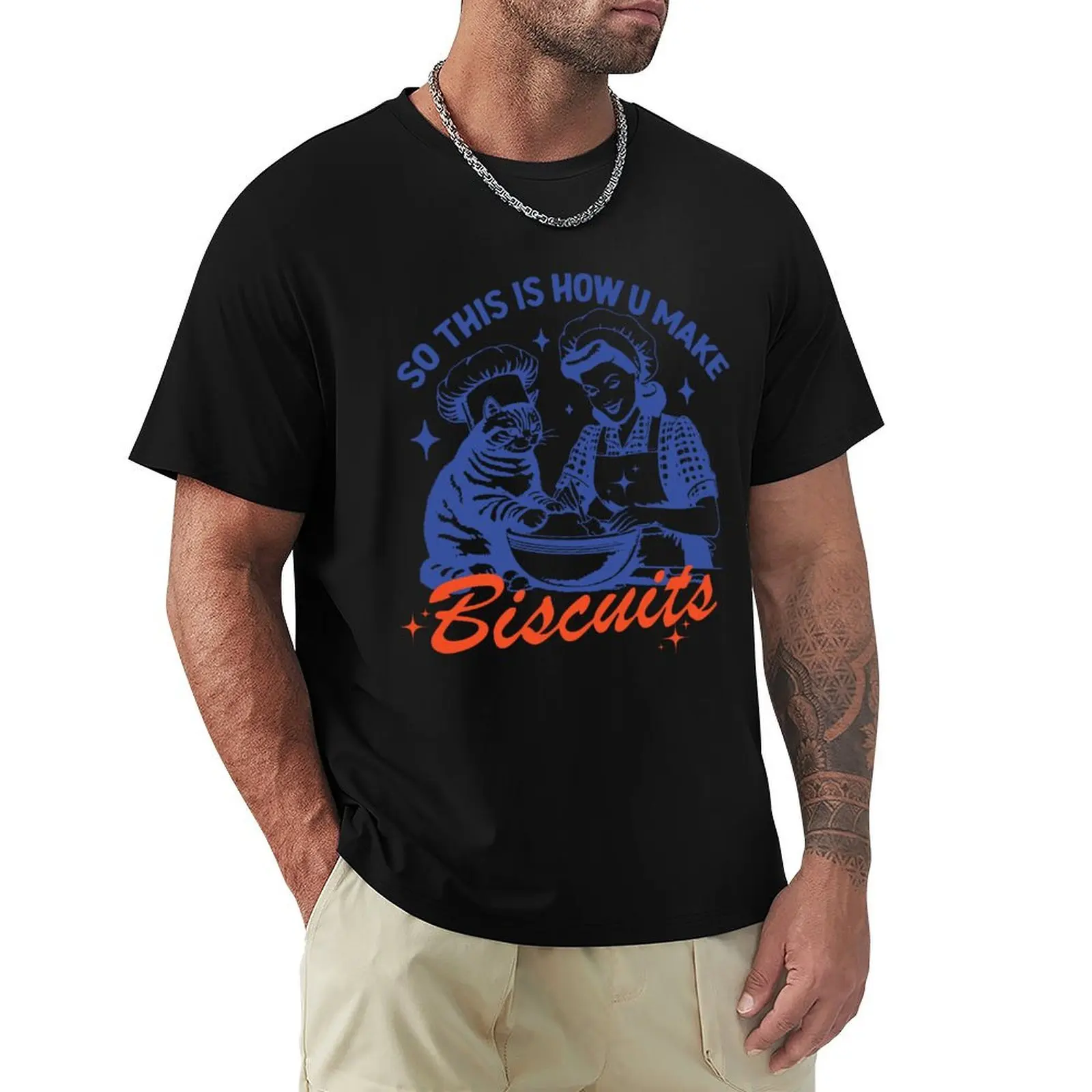 Camiseta Cat So This Is How U Make Biscuits, ropa de anime de verano 2025, camisetas para hombre, paquete